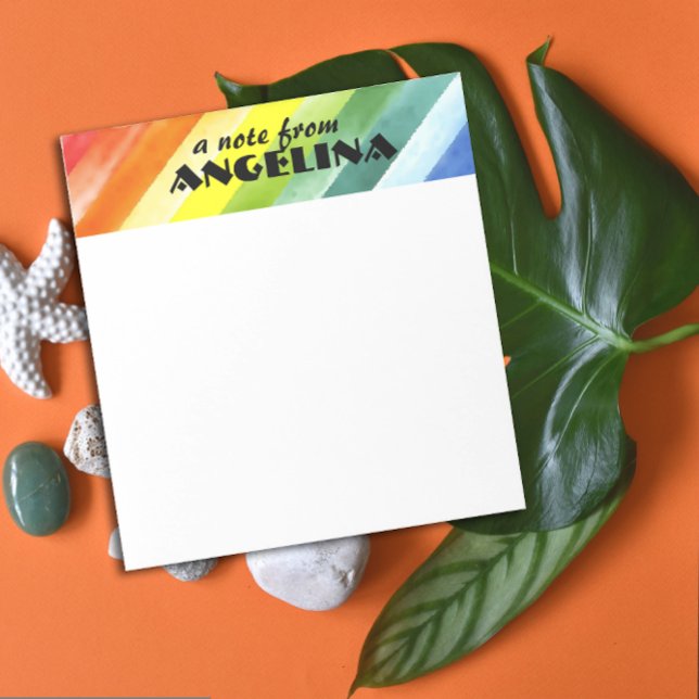 Bloco De Notas Faixas de respingo de aquarela arco-íris letra pre (Criador carregado)