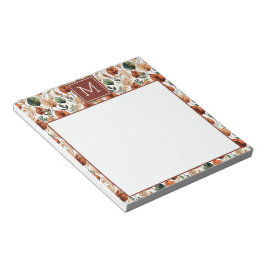 Bloco De Notas Fall terra cotta e sage folhas padrão monograma