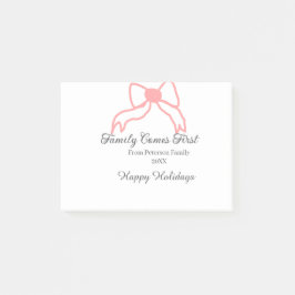 Bloco De Notas Family comes first red bow family name holidays