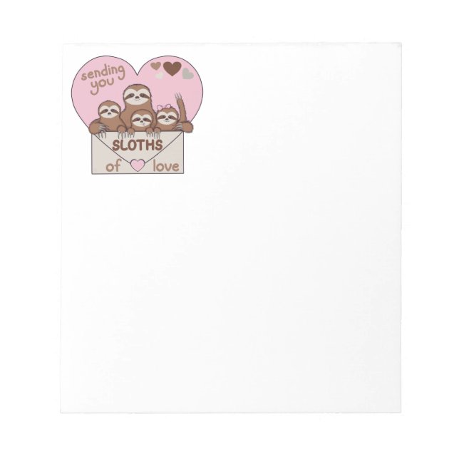 Bloco De Notas Family of Sloths with Envelope, Heart and Text (Frente)