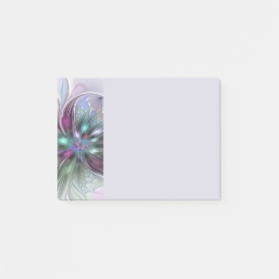 Bloco De Notas Fantasia Abstrata Moderna Colorida Floral Fractal