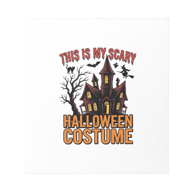 Bloco De Notas Fantasia Assustadora de Halloween Casa Assombrada  (Frente)