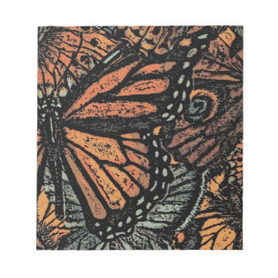 Bloco De Notas Fantasia da borboleta laranja abstrato