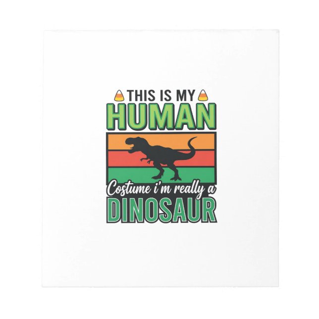 Bloco De Notas Fantasia de Humano Dinossauro Engraçado de Hallowe (Frente)