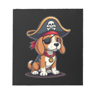 Bloco De Notas Fantasia de Pirata Beagle Bandeira Jolly Roger Crâ