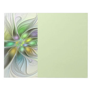 Bloco De Notas Fantasia Flor Colorida Moderno Abstrato Fractal