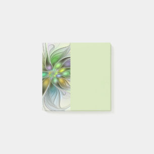 Bloco De Notas Fantasia Floral Colorida Moderno Abstrato Fractal