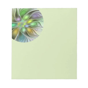 Bloco De Notas Fantasia Floral Colorida Moderno Abstrato Fractal