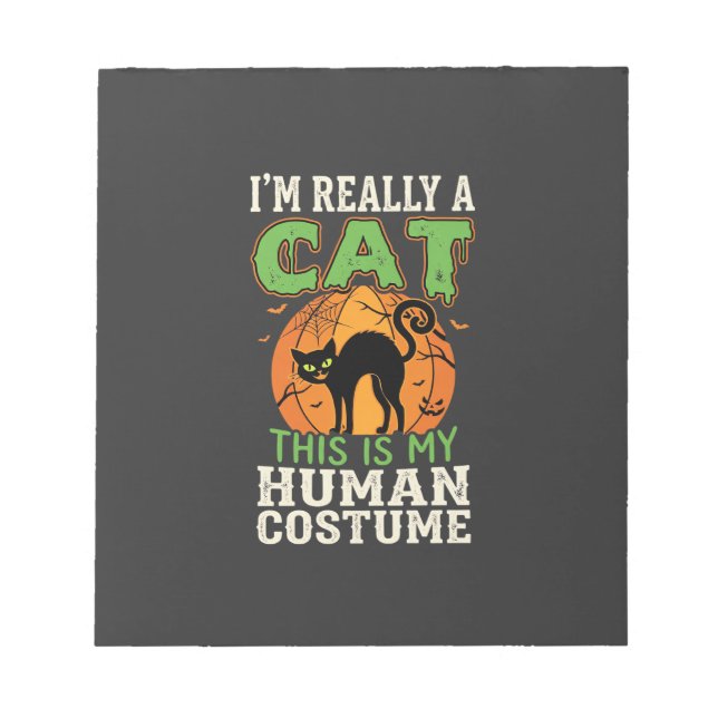 Bloco De Notas Fantasias de Gato Humano para Halloween Design Div (Frente)