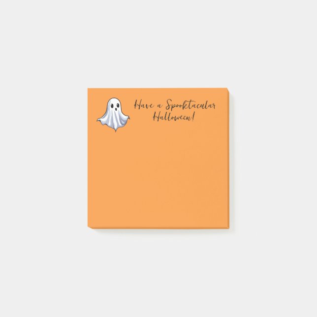 Bloco De Notas Fantasma Bonito em Laranja de Halloween (Frente)