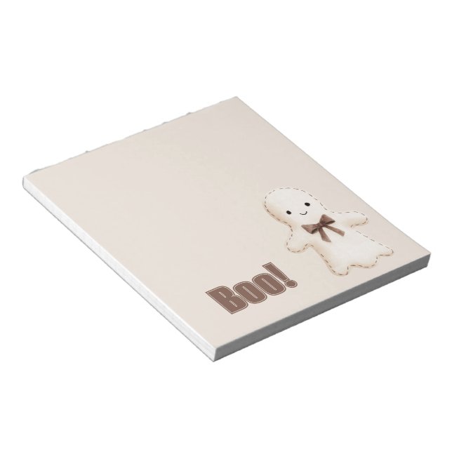 Bloco De Notas Fantasma Boo Marrom Feliz Fofo (Inclinado)