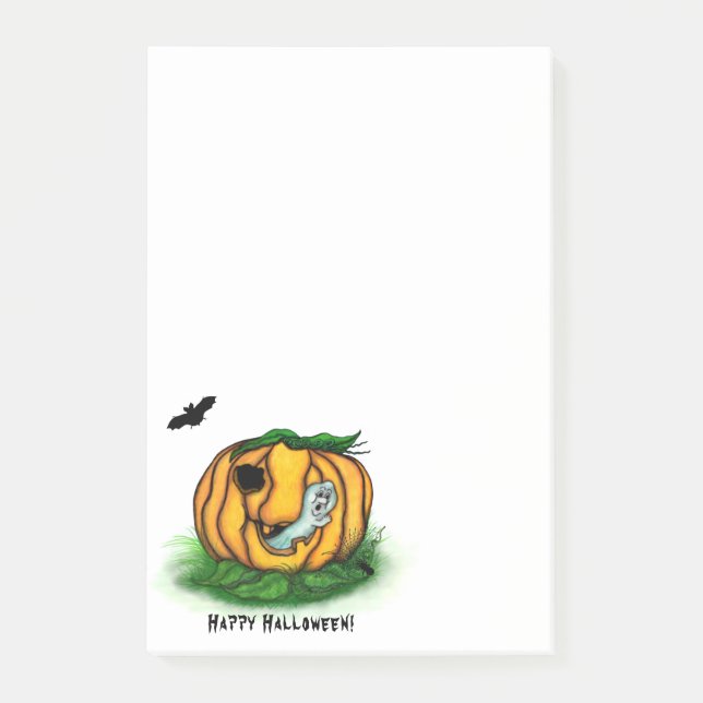 Bloco De Notas Fantasma do Halloween, Bat, Ghost e Spider (Frente)