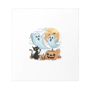 Bloco De Notas Fantasma Engraçado & Gato Preto Preguiçoso Hallowe