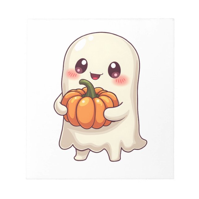 Bloco De Notas Fantasma Fofo com Abóbora � Halloween Divertido (Frente)