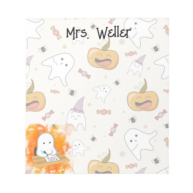 Bloco De Notas Fantasma Temático de Halloween Personalizado (Frente)