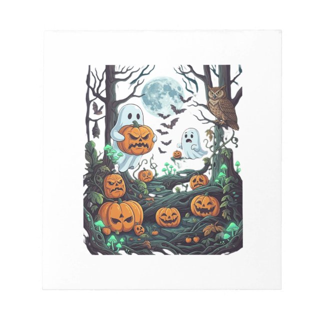 Bloco De Notas Fantasmagoria de Halloween Abóboras Assustadoras C (Frente)