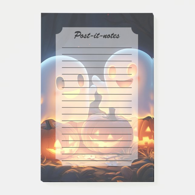 Bloco De Notas Fantasmagóricos Fantasmas de Desenho Animado de Ha (Frente)