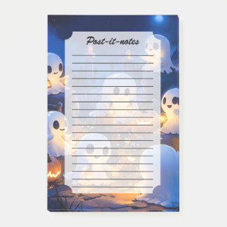 Bloco De Notas Fantasmas de Halloween Lanternas de Abóbora Noite