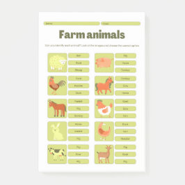 Bloco De Notas Farm Animals Identification Educational Worksheet