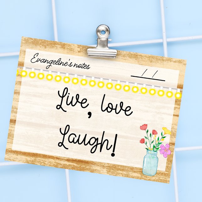 Bloco De Notas Farmhouse, lâmpadas e flores 4" x 3" (Criador carregado)