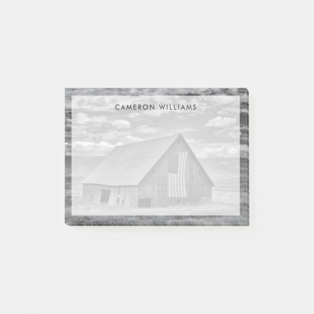 Bloco De Notas Farms | BW American Flag Barn Scene (Frente)
