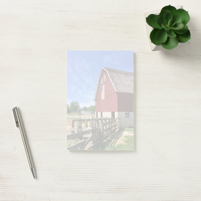 Bloco De Notas Farms | Red Barn With American Flag (Escritótio)