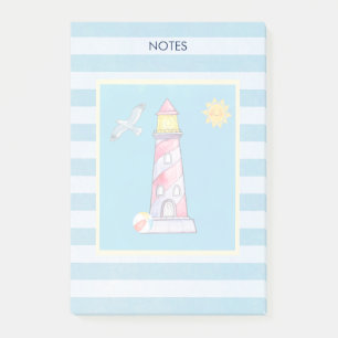Bloco De Notas Farol de Cores de Água Striped Vermelha