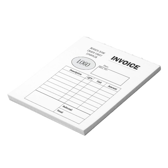 Bloco De Notas Fatura comercial personalizada profissional (Invertido)
