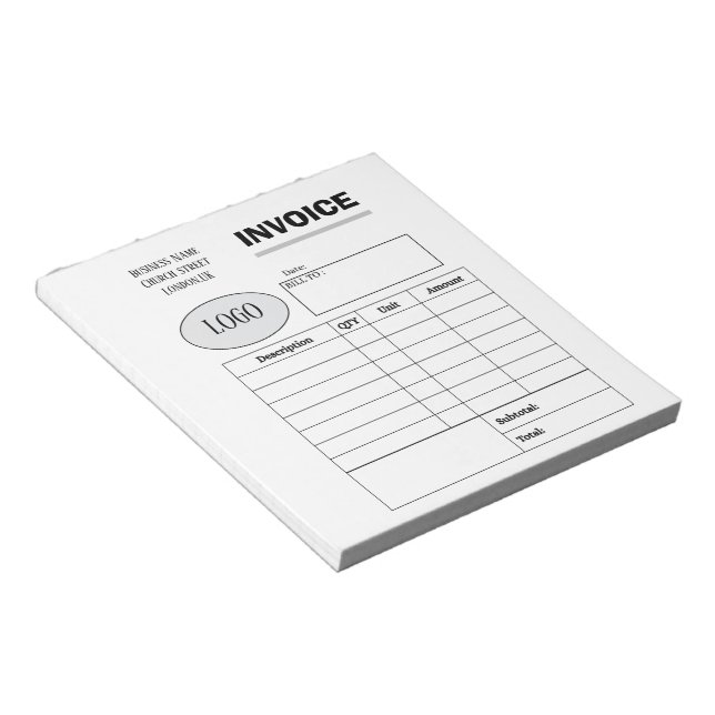 Bloco De Notas Fatura comercial personalizada profissional (Inclinado)