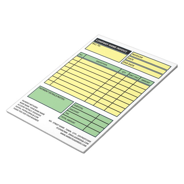 Bloco De Notas Fatura/Cotação Comercial Profissional Grande (Inclinado)