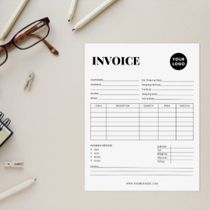Bloco De Notas Fatura de Negócios Minimalista
