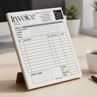Bloco De Notas Fatura de Pequenos Negócios com Logotipo Personali