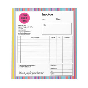 Bloco De Notas Fatura do Compro Comercial da Empresa Stripe Color