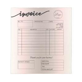 Bloco De Notas Fatura do logotipo personalizado holográfico