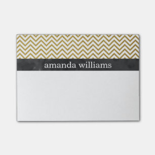 Bloco De Notas Faux Dourado Chevron Stripes