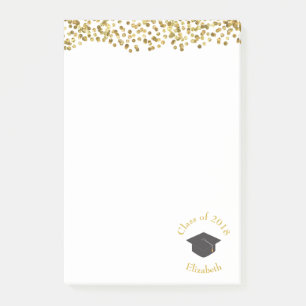 Bloco De Notas Faux Dourado Confetti e Classe de Boné de formatur