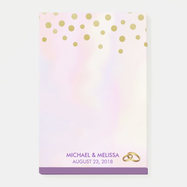 Bloco De Notas Faux Dourado Confetti no Casamento Purple Watercol (Frente)