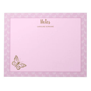 Bloco De Notas Faux Gold Foil Olhar Borboleta Em Lavanda Roxo