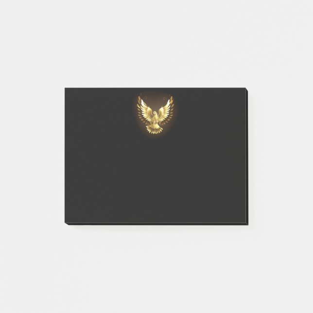Bloco De Notas Faux Gold Foil Peace Dove em Preto (Frente)