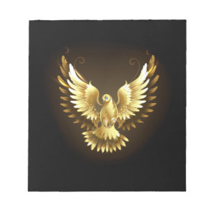 Bloco De Notas Faux Gold Foil Peace Dove em Preto