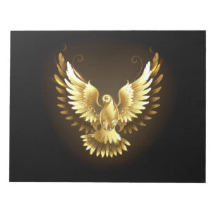 Bloco De Notas Faux Gold Foil Peace Dove em Preto