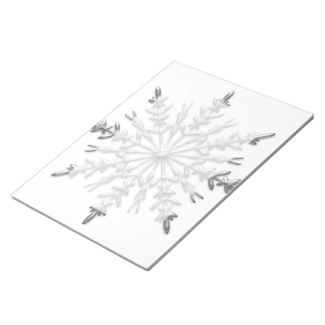 Bloco De Notas Faux Silver Metallic Winter Snowflakes (Inclinado)