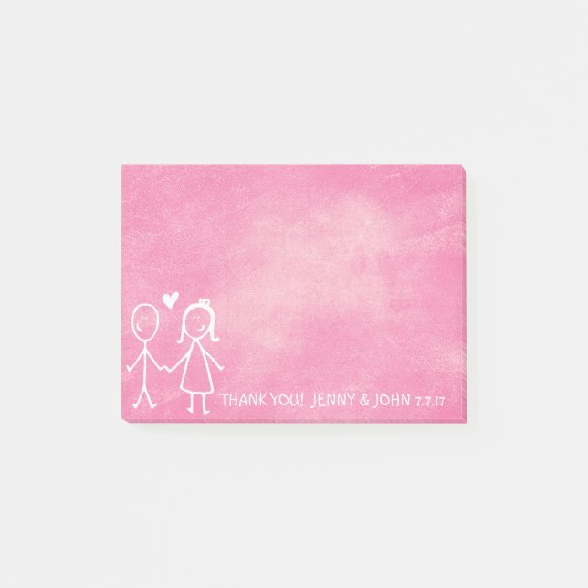 Bloco De Notas Favor De Casamento Obrigado Chalkboard Candy Pink (Frente)