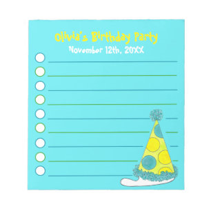 Bloco De Notas Favor Personalizado da Festa de aniversário Verde 