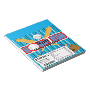 Bloco De Notas Favores do Wrapper de Bar de Abalas Birthday Baseb