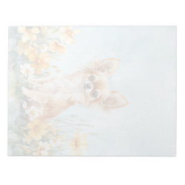 Bloco De Notas Fawn & White Chihuahua - Notepad de 11" x 8,5"