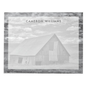 Bloco De Notas Fazendas Cena BW American Flag Barn