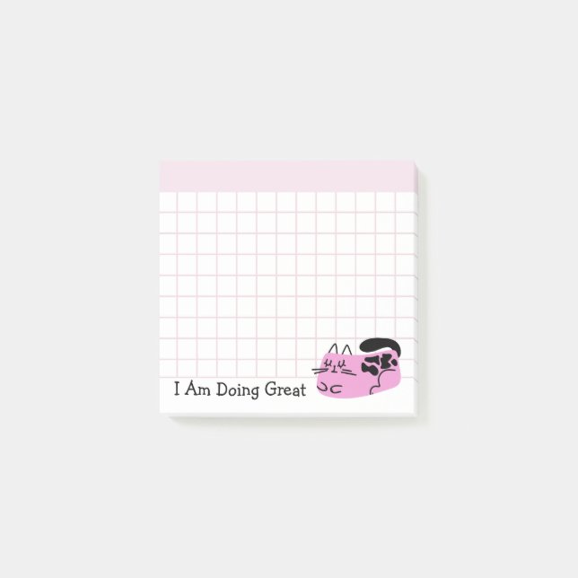 Bloco De Notas Fazendo Grande Gato Doodle Rosa (Frente)