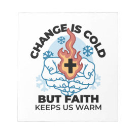 Bloco De Notas Fé nos mantém aquecidos - Uplifando a Trabalho de