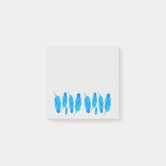 Bloco De Notas Febre azul com penas azuis e cinzas (Frente)